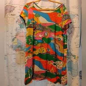 Blue Platypus Like New Psychedelic Tee Dress Xl